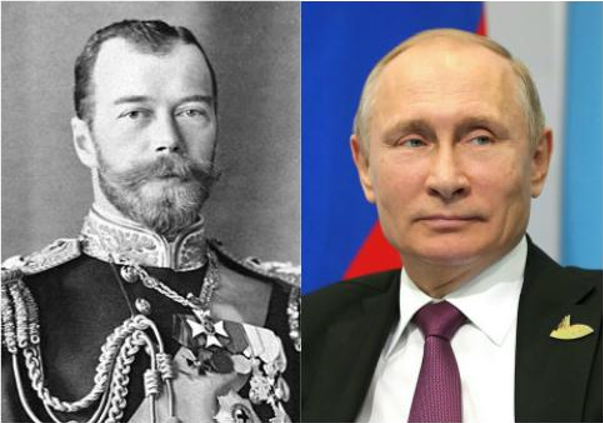 Photo of Nikolai II and Vladimir Putin